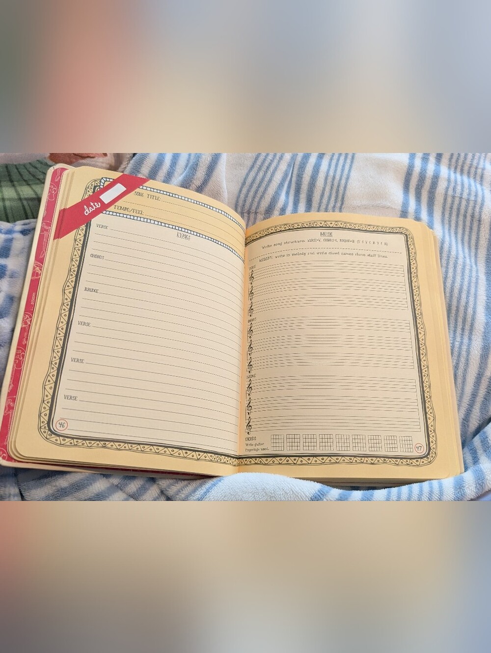 New Unused Songwriter's Journal - By Elizabeth Evans ~ Red & Cream Cover - Picture 2 of 6